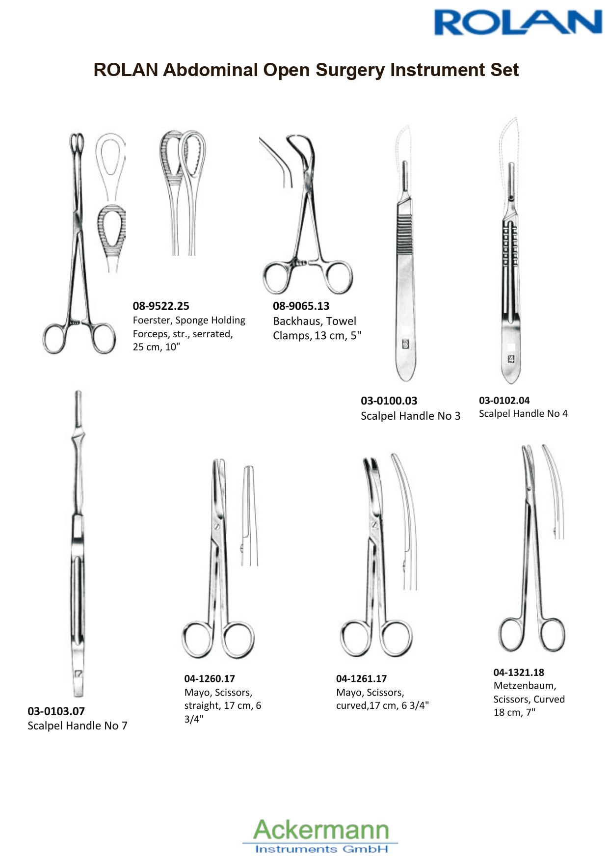 ROLAN Abdominal Open Surgery Instrument Set