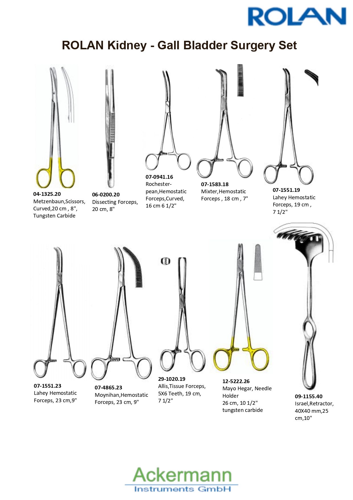 ROLAN Kidney Gall Bladder Surgery Set