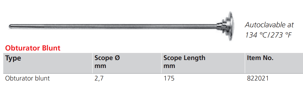 ENDOMED Arthroscopy Obturator Blunt